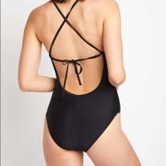 Nwt Size: Large Color: Black Slip-Free Fit Knotted Crisscross Straps Tie Closure 83% Polyester / 17% Spandex Machine Wash; Hang Dry Mesh Leotard, Brown One Piece, Blue One Piece Swimsuit, One Shoulder Swimsuit, Suit Swimsuit, Printed Tankini, Cut Out One Piece, Striped Swimsuit, Frankies Bikinis