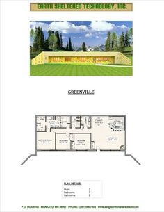 the floor plan for earth sheltered technology inc, greenvillille in south bend, minnesota