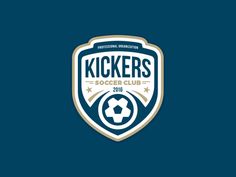 the kickers soccer club logo on a dark blue background with stars and circles around it