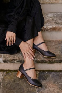 Mary Jane Bonita Leather Heels Elf Shoes, Ethical Clothing Brands, Leather Weekender Bag, Engagement Outfits, Black Leather Heels, Feminine Look, Mary Jane Shoes, Leather Booties, Embossed Logo