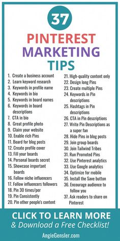 the pinterest marketing tips poster