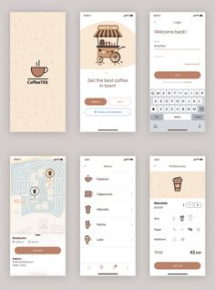 the mobile app design for coffee shop