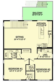 the floor plan for a two story house with an upstairs bedroom and living room area