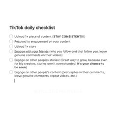 the checklist for tiktok's website