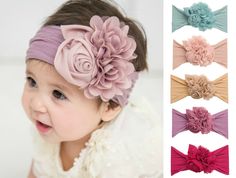 Toddler Head Wrap, Baby Turban Hat, Baby Flower Headbands, Nylon Flowers, Pleasant Grove, Baby Head Wrap, Baby Turban, Baby Bow Headband