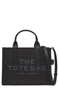 Marc Jacobs The Leather Medium Tote Bag | Nordstrom Stylish Leather Bags, My Style Bags, Large Leather Tote Bag, Marc Jacobs Tote, Black Leather Tote Bag, Large Leather Tote, The Tote Bag, Leather Bag Women, Black Leather Handbags