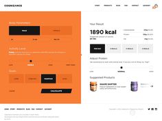 an orange and black website design