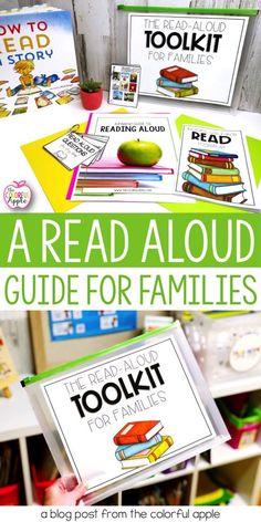 a pile of books with the words read aloud guide for families on top and below