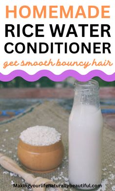 Diy Rice water hair conditioner Make Your Own Conditioner, How To Make Rice Water Shampoo, Rice Water Conditioner Diy, Diy Rice Water Shampoo Bar, Rice Water Shampoo Bar Recipe, Hair Conditioner At Home, Rice Water Conditioner, Diy Rice Water, Conditioner Bar Recipe