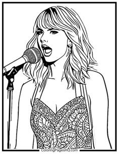 Taylor Swift singing into a microphone Taylor Swift coloring pages Microphone Sketch, Mothers Day Cards Printable, Taylor Swift Singing, Summer Words, Fun Moments, Detailed Coloring Pages, Taylor S, Cards Printable