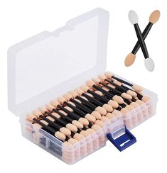 Amazon.com: Cuttte 120PCS Disposable Dual Sides Eye Shadow Sponge Applicators with Container, 2.44' Length Eyeshadow Brushes Makeup Applicator : Beauty & Personal Care Pr Packaging, Alat Makeup, Beauty Eyebrow, Brushes Makeup, Tools For Women, Chrome Powder, Eye Makeup Brushes, Side Eye, Makijaż Smokey Eye