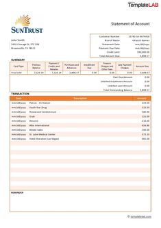 an invoice form is shown with the sun trust logo on top of it