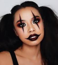 Cute Makeup Ideas For Halloween, Simple Halloween Makeup Black Women, Diy Baddie Halloween Costumes Ideas, Baddie Clown Costume, Baddie Clown Makeup, Red And Black Halloween Makeup, Simple Halloween Makeup Looks For Work, Soft Clown Makeup, Halloween Inspired Makeup