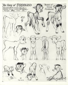 the story of ferdinand character sheet from disney's animated film,