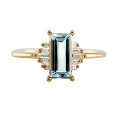 Baguette Cut Aquamarine Ring with Diamonds – ARTEMER Unusual Engagement Rings, Marquise Diamond Engagement Ring, Traditional Engagement Rings, Baguette Ring, Color Scale, Baguette Cut Diamond