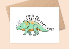 a greeting card with an illustration of a trilopson on it's back