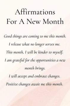 a poem written in black and white with the words affirmations for a new month