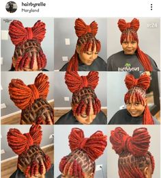 IG: @hairbyrelle Loc Bow Hairstyle, Loc Bow Styles, Locs Bow Hairstyle, Natural Hair Salon, Natural Hair Remedies, Booking Available, Sunset Hair