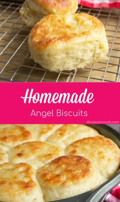 homemade angel biscuits cooling on a wire rack