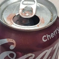 a close up of a can of soda