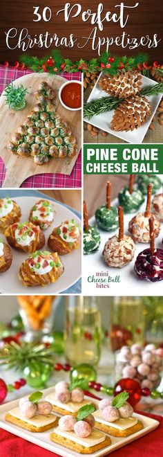 christmas appetizers and desserts are featured in this collage