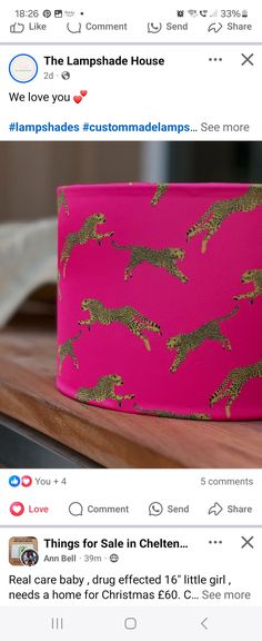 a pink box with gold cheetah on it