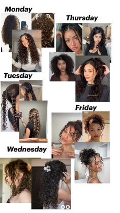 Monday-Friday Hairstyles Throughout The Week, Hairstyles For Monday, Monday Hairstyles, Hairstyles For The Week, Curly Straight Hairstyles, 3b Hairstyles, Hairstyles For Girls Easy, Styles For Natural Hair Short, Week Hairstyles