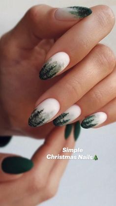 Nature Inspired Nails, Tree Nail Art, Kutek Disney, Tree Nails, Christmas Nails Easy, Christmas Nails Acrylic, Nails 2023