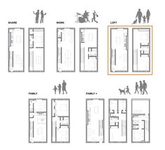 the floor plan for an apartment with multiple levels and different rooms, including one bedroom