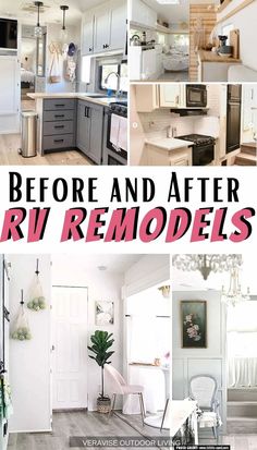 before and after rv remodels in the living room, kitchen, dining room