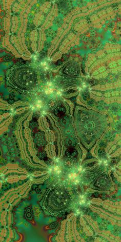 an abstract green and yellow background with lots of small circles in the center, on top of