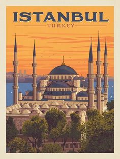 an image of a turkey poster with the name istanbul on it's side