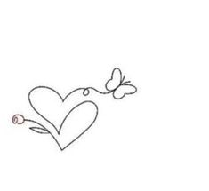 a drawing of a heart with a butterfly flying over it and the word love is written in