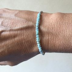 Larimar Karen Hill Tribe Thai Silver Beaded Bracelet with | Etsy Adjustable Turquoise Beaded Dangle Bracelets, Turquoise Friendship Bracelets With Faceted Beads, Bracelet Layering, Sundance Style, Dangle Bracelet, Silver Beaded Bracelet, Stack Bracelet, Silver Bead Bracelet, Mesa Az