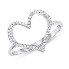 Open Heart Diamond Ring