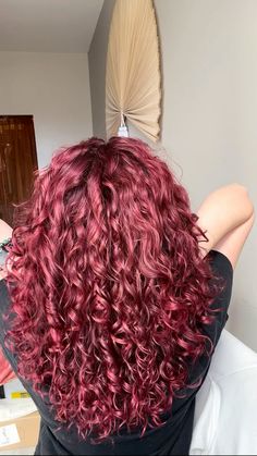 Red Curly Hair With Layers, Red Hair Dye On Curly Hair, Darkish Red Hair, Cherry Red On Curly Hair, Red Hair Inspo Curly, Red Balayage On Curly Hair, Ruby Red Curly Hair, Red Hair With Highlights Curly