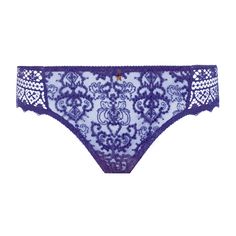 Brief EMPREINTE Cassiopée Elegant Purple Brief Bottoms, Embroidered Tulle, Lace Insert, Corsets, Stretch Lace, Dark Purple, Lingerie, Silk, Purple