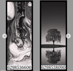 three different pictures with trees in them and one is black and white, the other has an image of a tree