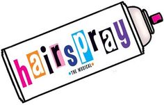 the word hairspray is written in multicolored letters on a white background