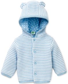 Blue Textured Hoodie - Little Me Textured Knit Cardigan, Baby Blue Sweater, Baby Cardigan Pattern, Baby Boy Sweater, Crochet Baby Cardigan, Hooded Cardigan Sweater, Designer Baby Clothes, Woolen Sweaters, Cable Cardigan