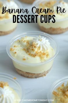 banana cream pie dessert cups with whipped cream on top