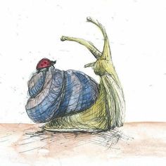 a drawing of a ladybug sitting on top of a banana peel with her legs spread out