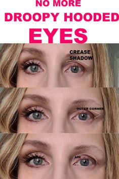 Droopy Hooded Eyes, Mata Hooded, Eyeshadow Brown Eyes, Makeup For Hooded Eyelids, Eye Makeup For Hooded Eyes, Eyeshadow For Hooded Eyes, Hooded Eye Makeup Tutorial, Hooded Eyelids