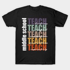 a black t - shirt with the words mindful school written in multicolored letters