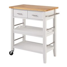 a white kitchen island with two drawers and one shelf on the bottom, measurements for each drawer