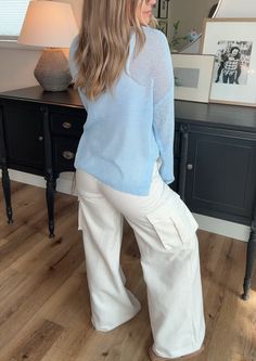 Our Manhattan Wide Leg Pants are perfect for any occasion, from work to dinner to a night out. Made with soft, durable linen, these cargo style pants will pair well with anything! Make these pants a classy staple to your wardrobe :) Cargo style Heavier quality fabric that maintains structure Wide-leg Model is 5'2 and wears an XS, pairing with the Blue Iris Sweater and Justine Top 30” Inseam Brand: Torn by Ronny Kobo Material: 95% Polyester 5% Linen Wash: Hand wash cold recommended. Hang to dry. Chic Cargo Pants With Pockets For Day Out, Chic Linen Cargo Pants, Chic Wide Leg Linen Cargo Pants, Chic Linen Cargo Pants For Spring, Chic Linen Cargo Pants With Pockets, Chic Straight Leg Cargo Pants For Loungewear, Chic Straight Cargo Pants For Loungewear, Chic Relaxed Fit Cargo Pants, Skirt Coverup