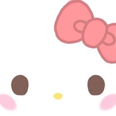 an image of a hello kitty face with big bows on it's head and eyes