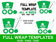 full wrap templates for all 4 sizes - svg, png, dxf