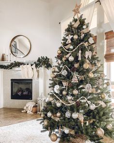 a decorated christmas tree in a living room