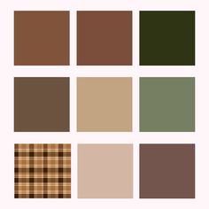 the different shades of brown and green are shown in this image, with plaid patterns on them